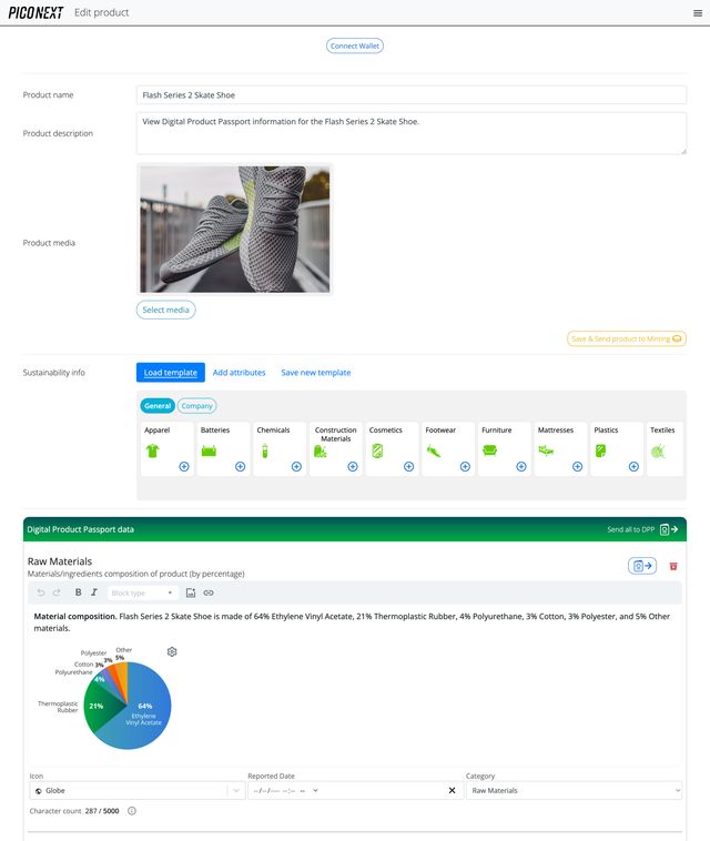 Companies can use pre-built templates in DPP Planner to accelerate Digital
Product Passport preparation.