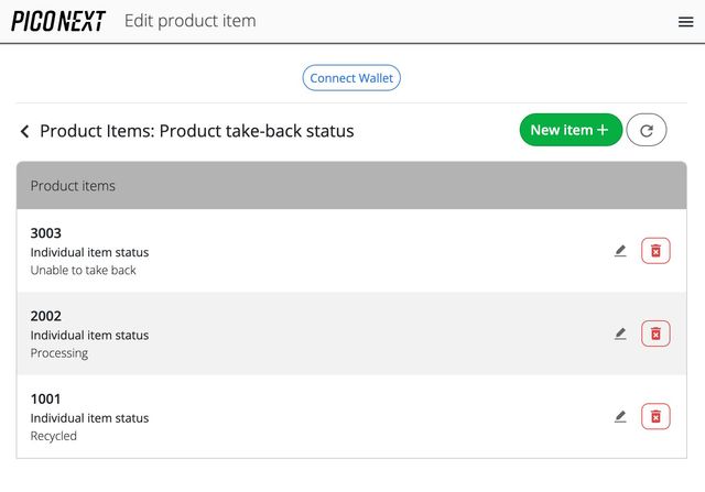 A Product Item Group contains the individual items or batches to display
within the overall DPP.